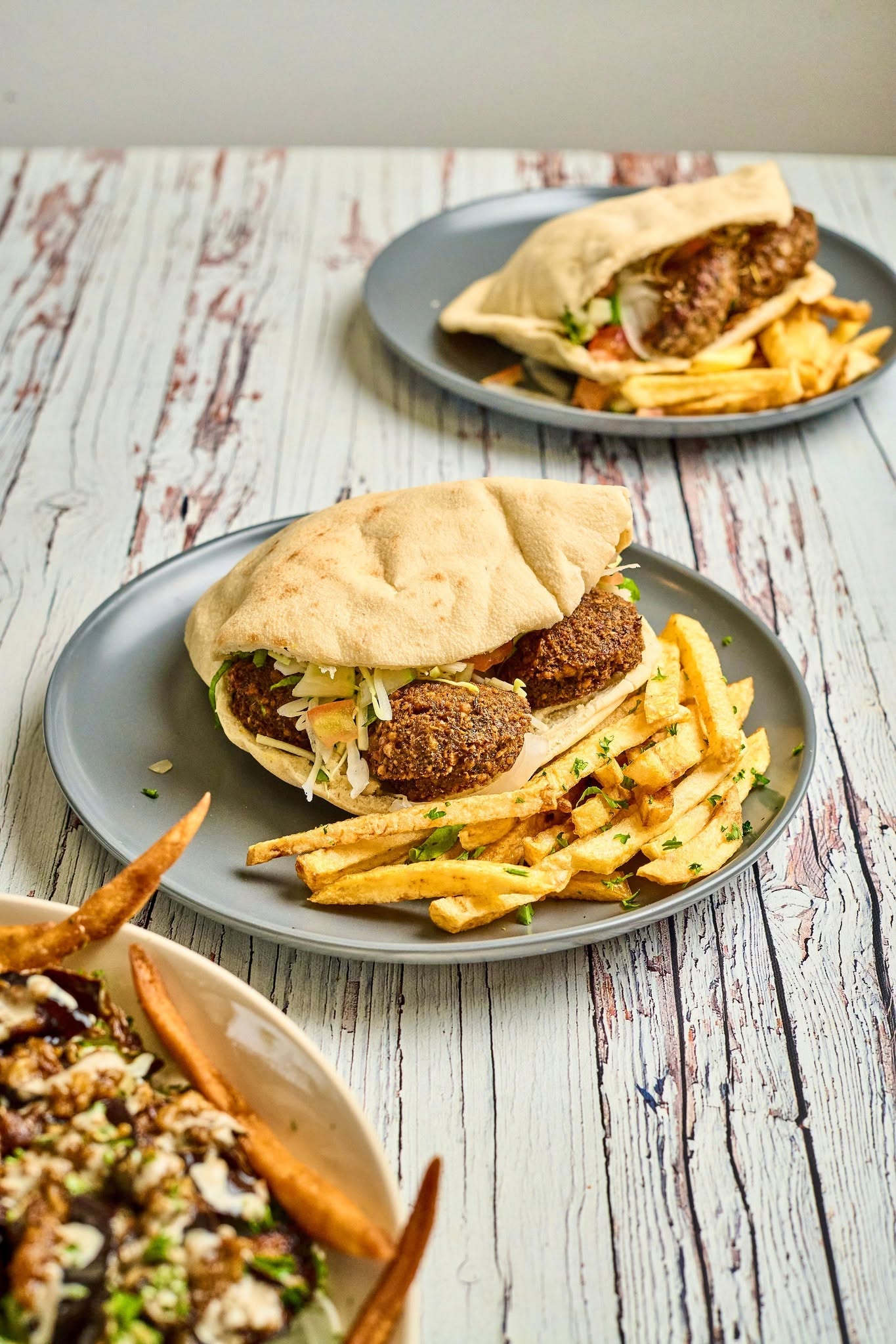 Falafel Uvita pita with crispy falafel and fries